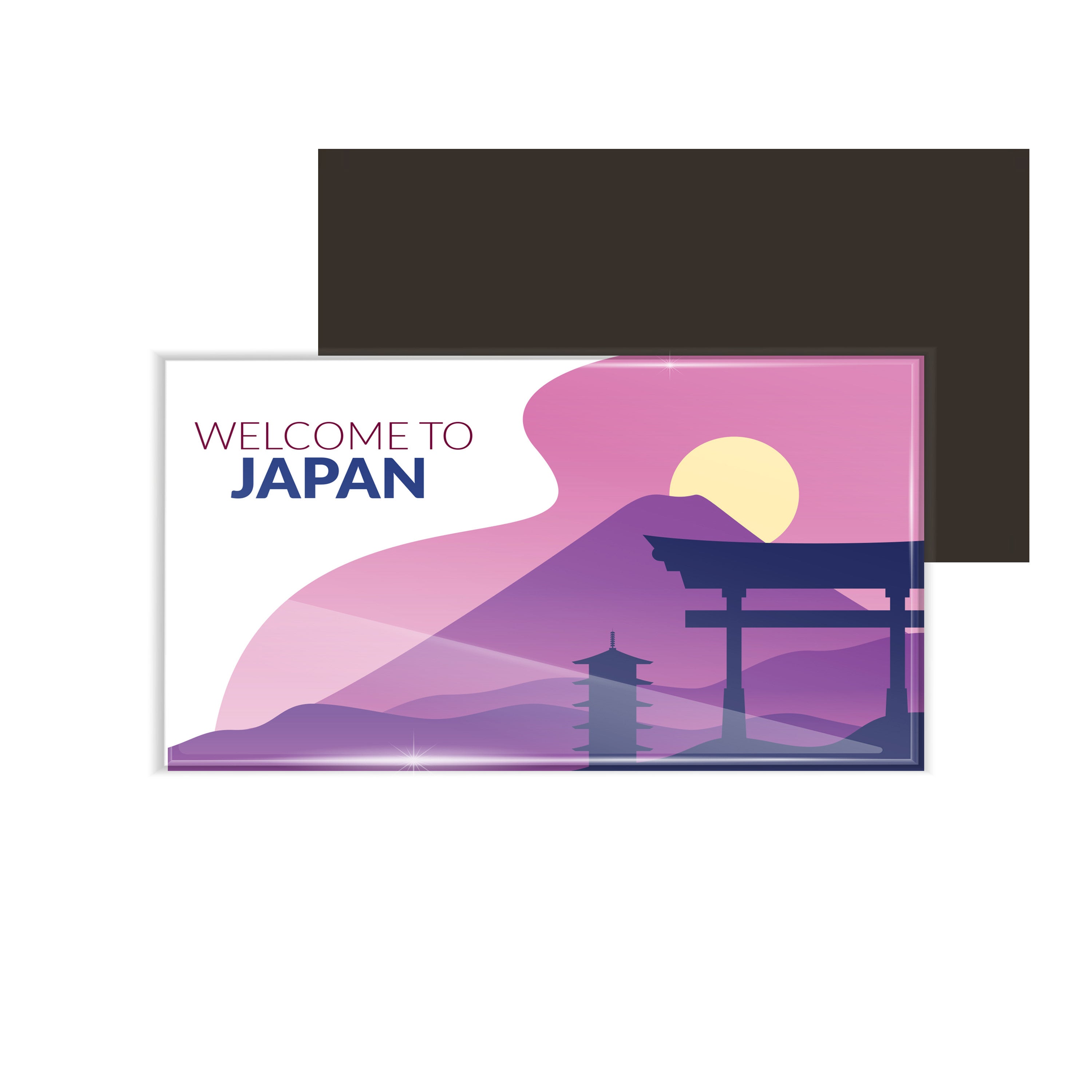 dhcrafts Fridge Magnet Rectangle Acrylic Glass (8.6 x 5.4 cm) Purple Travel Japan D3 Design Pack of 1